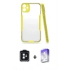 MARSİLYAN™- iPhone 11 Kılıf Atlas Asil Serisi - Siyah Bilvis 5in1 3D Magic Cam Ekran Koruyucu + Siyah PVD Metal Kamera Lens