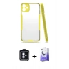 MARSİLYAN™- iPhone 11 Kılıf Atlas Asil Serisi - Siyah Bilvis 5in1 5D Magic Hayalet Cam Ekran Koruyucu + PVD Metal Kamera Lens - MI