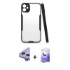 MARSİLYAN™- iPhone 11 Kılıf Atlas Asil Serisi - Siyah Bilvis 5in1 5D Magic Hayalet Cam Ekran Koruyucu + Raze Metal Kamera Lens - MR