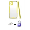 MARSİLYAN™- iPhone 11 Kılıf Atlas Asil Serisi - Siyah Bilvis 5in1 5D Magic Hayalet Cam Ekran Koruyucu + Renkli Kamera Lens Koruma Cam - PE