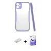 MARSİLYAN™- iPhone 11 Kılıf Atlas Asil Serisi - Siyah Bilvis 5in1 5D Magic Hayalet Cam Ekran Koruyucu + Renkli Kamera Lens Koruma Cam - PE