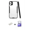 MARSİLYAN™- iPhone 11 Kılıf Atlas Asil Serisi - Siyah Bilvis 5in1 5D Magic Hayalet Cam Ekran Koruyucu + Renkli Kamera Lens Koruma Cam - SI