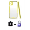 MARSİLYAN™- iPhone 11 Kılıf Atlas Asil Serisi - Siyah Bilvis 5in1 5D Magic Hayalet Cam Ekran Koruyucu + PVD Metal Kamera Lens - TU