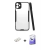 MARSİLYAN™- iPhone 11 Kılıf Atlas Asil Serisi - Siyah Bilvis 5in1 5D Magic Hayalet Cam Ekran Koruyucu + Renkli Kamera Lens Koruma Cam - YL