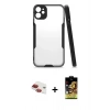 MARSİLYAN™- iPhone 11 Kılıf Atlas Asil Serisi - Siyah Buffer Cam Ekran Koruyucu + Pers Alüminyum Kamera Lens - KI