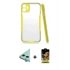 MARSİLYAN™- iPhone 11 Kılıf Atlas Asil Serisi - Siyah Buffer Cam Ekran Koruyucu + Raze Metal Kamera Lens - MI