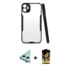 MARSİLYAN™- iPhone 11 Kılıf Atlas Asil Serisi - Siyah Buffer Cam Ekran Koruyucu + Raze Metal Kamera Lens - MI