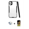 MARSİLYAN™- iPhone 11 Kılıf Atlas Asil Serisi - Siyah Buffer Cam Ekran Koruyucu + Pers Alüminyum Kamera Lens - GI