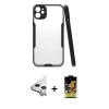 MARSİLYAN™- iPhone 11 Kılıf Atlas Asil Serisi - Siyah Buffer Cam Ekran Koruyucu + Raze Metal Kamera Lens - GS