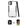 MARSİLYAN™- iPhone 11 Kılıf Atlas Asil Serisi - Siyah Buffer Cam Ekran Koruyucu + PVD Metal Kamera Lens - TU