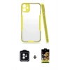 MARSİLYAN™- iPhone 11 Kılıf Atlas Asil Serisi - Siyah Buffer Cam Ekran Koruyucu + PVD Metal Kamera Lens - YL