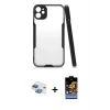 MARSİLYAN™- iPhone 11 Kılıf Atlas Asil Serisi - Siyah Buffer Hayalet Cam Ekran Koruyucu + Pers Alüminyum Kamera Lens - GI