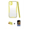 MARSİLYAN™- iPhone 11 Kılıf Atlas Asil Serisi - Siyah Buffer Hayalet Cam Ekran Koruyucu + Kırmızı Rainbow Kamera Lens Koruma Cam