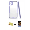 MARSİLYAN™- iPhone 11 Kılıf Atlas Asil Serisi - Siyah Buffer Hayalet Cam Ekran Koruyucu + Kırmızı Rainbow Kamera Lens Koruma Cam