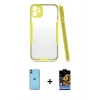 MARSİLYAN™- iPhone 11 Kılıf Atlas Asil Serisi - Siyah Buffer Hayalet Cam Ekran Koruyucu + Neon Fosforlu Kamera Lens - MI