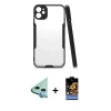 MARSİLYAN™- iPhone 11 Kılıf Atlas Asil Serisi - Siyah Buffer Hayalet Cam Ekran Koruyucu + Raze Metal Kamera Lens - MI