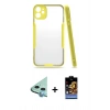 MARSİLYAN™- iPhone 11 Kılıf Atlas Asil Serisi - Siyah Buffer Hayalet Cam Ekran Koruyucu + Raze Metal Kamera Lens - MI