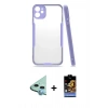 MARSİLYAN™- iPhone 11 Kılıf Atlas Asil Serisi - Siyah Buffer Hayalet Cam Ekran Koruyucu + Raze Metal Kamera Lens - MI