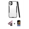 MARSİLYAN™- iPhone 11 Kılıf Atlas Asil Serisi - Siyah Buffer Hayalet Cam Ekran Koruyucu + Raze Metal Kamera Lens - SH