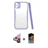 MARSİLYAN™- iPhone 11 Kılıf Atlas Asil Serisi - Siyah Buffer Hayalet Cam Ekran Koruyucu + Raze Metal Kamera Lens - SH