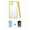 MARSİLYAN™- iPhone 11 Kılıf Atlas Asil Serisi - Siyah Buffer Hayalet Cam Ekran Koruyucu + Neon Fosforlu Kamera Lens - TU