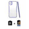 MARSİLYAN™- iPhone 11 Kılıf Atlas Asil Serisi - Siyah Buffer Hayalet Cam Ekran Koruyucu + Turuncu PVD Metal Kamera Lens