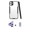 MARSİLYAN™- iPhone 11 Kılıf Atlas Asil Serisi - Siyah Joko Magic 5D Cam + Mor Raze Metal Kamera Lens