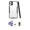 MARSİLYAN™- iPhone 11 Kılıf Atlas Asil Serisi - Siyah Joko Magic 5D Hayalet Cam + Raze Metal Kamera Lens - MR