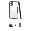 MARSİLYAN™- iPhone 11 Kılıf Atlas Asil Serisi - Siyah Joko Magic 5D Hayalet Cam + Kamera Lens Koruma Cam - SF