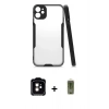 MARSİLYAN™- iPhone 11 Kılıf Atlas Asil Serisi - Siyah Joko Magic 5D Hayalet Cam + PVD Metal Kamera Lens - TU