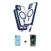 MARSİLYAN™- iPhone 11 Kılıf Atlas Doku Koleksiyonu - Şeffaf 360 Full Body Arka Koruyucu + Neon Fosforlu Kamera Lens - MI