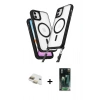 MARSİLYAN™- iPhone 11 Kılıf Atlas Doku Koleksiyonu - Şeffaf 360 Full Body Arka Koruyucu + Pers Alüminyum Kamera Lens - GD