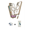 MARSİLYAN™- iPhone 11 Kılıf Atlas Doku Koleksiyonu - Şeffaf Pasifik Cam Ekran Koruyucu + Pers Alüminyum Kamera Lens - GI