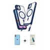 MARSİLYAN™- iPhone 11 Kılıf Atlas Doku Koleksiyonu - Şeffaf Pasifik Cam Ekran Koruyucu + Neon Fosforlu Kamera Lens - TU