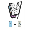 MARSİLYAN™- iPhone 11 Kılıf Atlas Doku Koleksiyonu - Şeffaf Pasifik Cam Ekran Koruyucu + Neon Fosforlu Kamera Lens - TU