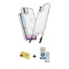 MARSİLYAN™- iPhone 11 Kılıf Atlas Doku Koleksiyonu - Şeffaf Royal Nano Ekran Koruyucu + Rainbow Kamera Lens Koruma Cam - KI