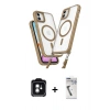 MARSİLYAN™- iPhone 11 Kılıf Atlas Doku Koleksiyonu - Şeffaf Uv Polymer Nano Ekran Koruyucu + PVD Metal Kamera Lens - YL
