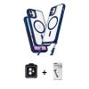 MARSİLYAN™- iPhone 11 Kılıf Atlas Doku Koleksiyonu - Şeffaf Uv Polymer Nano Ekran Koruyucu + PVD Metal Kamera Lens - SH
