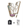 MARSİLYAN™- iPhone 11 Kılıf Atlas Doku Koleksiyonu - Şeffaf Uv Polymer Nano Ekran Koruyucu + PVD Metal Kamera Lens - SH