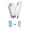 MARSİLYAN™- iPhone 11 Kılıf Atlas Doku Koleksiyonu - Şeffaf Uv Polymer Nano Ekran Koruyucu + Turuncu Neon Fosforlu Kamera Lens