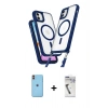 MARSİLYAN™- iPhone 11 Kılıf Atlas Doku Koleksiyonu - Şeffaf Uv Polymer Nano Ekran Koruyucu + Turuncu Neon Fosforlu Kamera Lens