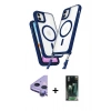 MARSİLYAN™- iPhone 11 Kılıf Atlas Doku Koleksiyonu - Siyah 360 Mat Full Body Arka Koruyucu + Raze Metal Kamera Lens - MR