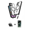 MARSİLYAN™- iPhone 11 Kılıf Atlas Doku Koleksiyonu - Siyah 360 Mat Full Body Arka Koruyucu + Kamera Lens Koruma Cam - SF