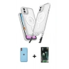 MARSİLYAN™- iPhone 11 Kılıf Atlas Doku Koleksiyonu - Siyah 360 Mat Full Body Arka Koruyucu + Neon Fosforlu Kamera Lens - TU