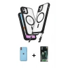 MARSİLYAN™- iPhone 11 Kılıf Atlas Doku Koleksiyonu - Siyah 360 Mat Full Body Arka Koruyucu + Neon Fosforlu Kamera Lens - TU