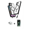 MARSİLYAN™- iPhone 11 Kılıf Atlas Doku Koleksiyonu - Siyah 360 Mat Full Body Arka Koruyucu + Pers Alüminyum Kamera Lens - YL