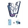 MARSİLYAN™- iPhone 11 Kılıf Atlas Doku Koleksiyonu - Siyah 3D Antistatik Cam Ekran Koruyucu + Neon Fosforlu Kamera Lens - TU