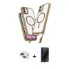 MARSİLYAN™- iPhone 11 Kılıf Atlas Doku Koleksiyonu - Siyah 3D Antistatik Hayalet Cam Ekran Koruyucu + Pers Alüminyum Kamera Lens - LT