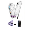 MARSİLYAN™- iPhone 11 Kılıf Atlas Doku Koleksiyonu - Siyah 3D Antistatik Hayalet Cam Ekran Koruyucu + Raze Metal Kamera Lens - MR
