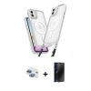 MARSİLYAN™- iPhone 11 Kılıf Atlas Doku Koleksiyonu - Siyah 3D Antistatik Hayalet Cam Ekran Koruyucu + Pers Alüminyum Kamera Lens - GI